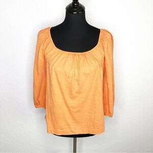 Boden orange scoop neck balloon sleeve knit top size Medium
